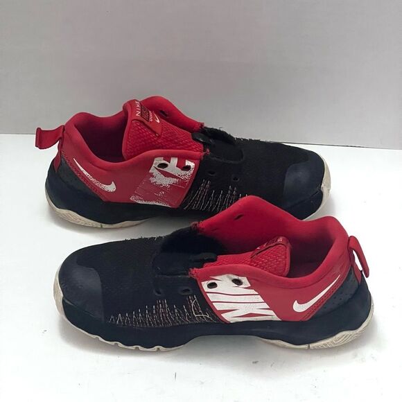 NIKE Hustle Quick Sneakers Youth Sz 2 Red Leather Mesh Cushioned‎ Athletic Shoes - Picture 5 of 15